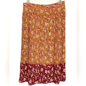LOFT NWOT Pleated Floral Midi Skirt in Beautiful Fall or Spring colors